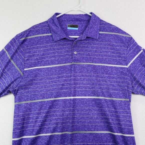 PGA Tour Polo Golf Shirt Mens XXL Purple Striped Short Sleeve - Picture 2 of 6
